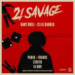 21 Savage en concert au Zénith de Paris en novembre 2023
