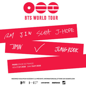 BTS World Tour en concert Stade de France en juillet 2026
