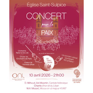 Concert pour la Paix à Paris - Église Saint-Sulpice, 10 avril 2026
