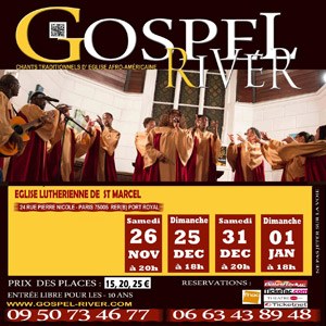 Gospel River Eglise Lutherienne de Saint Marcel - Paris du 31 déc. 2022 au 01 jan. 2023