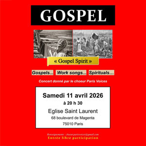 Gospel Spirit avec Paris Voices Concert Église Saint-Laurent