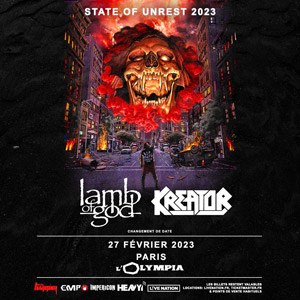 Billets Lamb Of God x Kreator L'Olympia - Paris lundi 27 février 2023