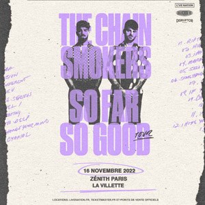 Billets The Chainsmokers Zénith de Paris - La Villette - Paris mercredi 16 novembre 2022